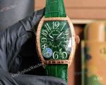 High Quality Replica Franck Muller Green Leather Strap Green Face Gold Colors Bezel Watch 55*42*13mm